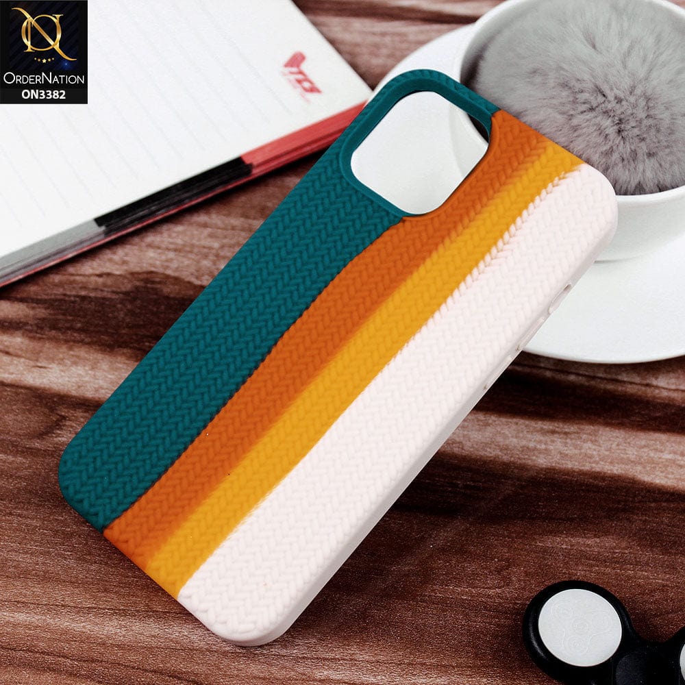 iPhone 12 Pro Max Cover - Dark Green - Rainbow Series Ziggy Line Pattern Soft Silicone Case