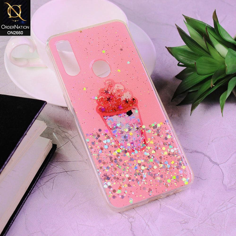 Oppo A8 Cover - Light Pink - Glamorous Look Glitter Shine Tpu Case - Glitter Does Not Move