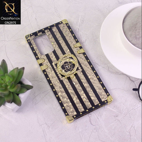 Oppo A95 4G Cover - Design 2 - 3D illusion Gold Flowers Soft Trunk Case With Ring Holder