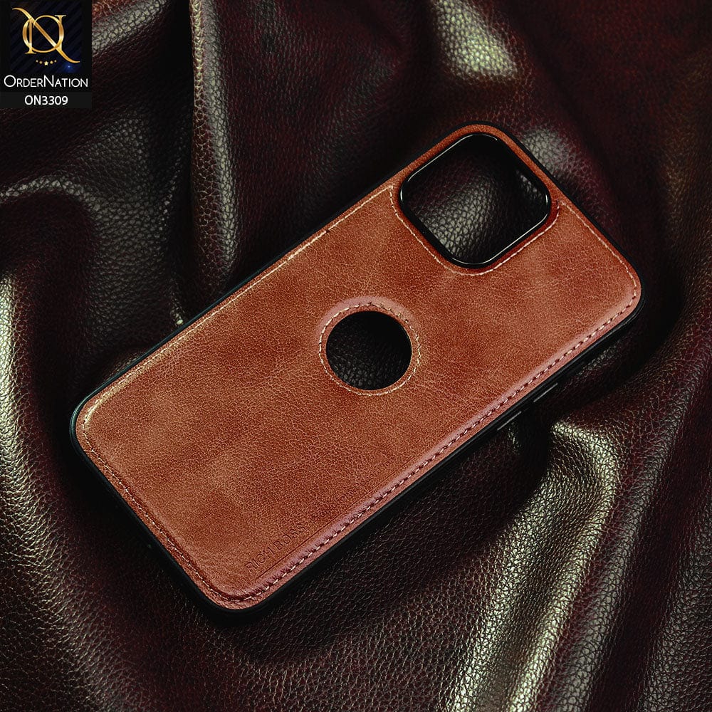 iPhone 13 Pro Max Cover - Light Brown - Rich Boss Leather Soft Case