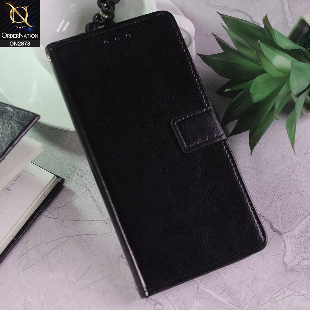 Tecno Camon 15 Cover - Black - Shockproof Leather Magnetic Kickstand Wallet Flipbook With Card Holder Slots Case