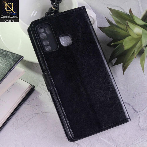 Infinix Hot 9 Cover - Black - Shockproof Leather Magnetic Kickstand Wallet Flipbook With Card Holder Slots Case
