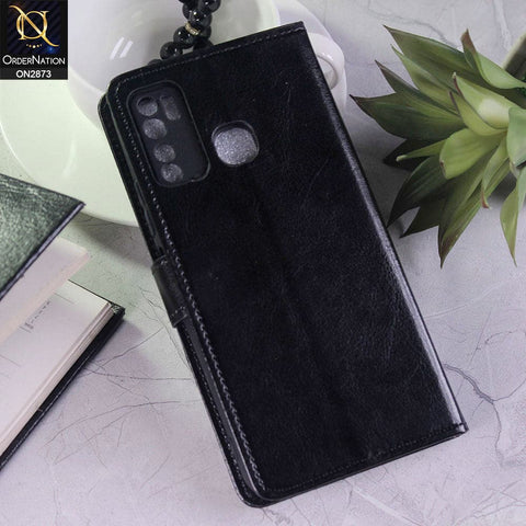 Tecno Camon 15 Cover - Black - Shockproof Leather Magnetic Kickstand Wallet Flipbook With Card Holder Slots Case