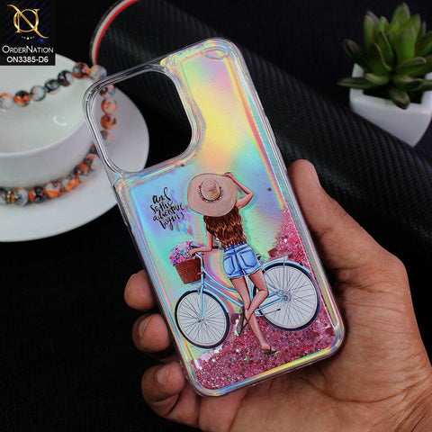 iPhone 13 Pro Cover - Design 6 - Trendy Heart Shape Moving Liquid Glitter Shine Soft Borders Case