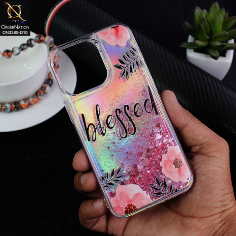 iPhone 13 Pro Cover - Design 10 - Trendy Heart Shape Moving Liquid Glitter Shine Soft Borders Case