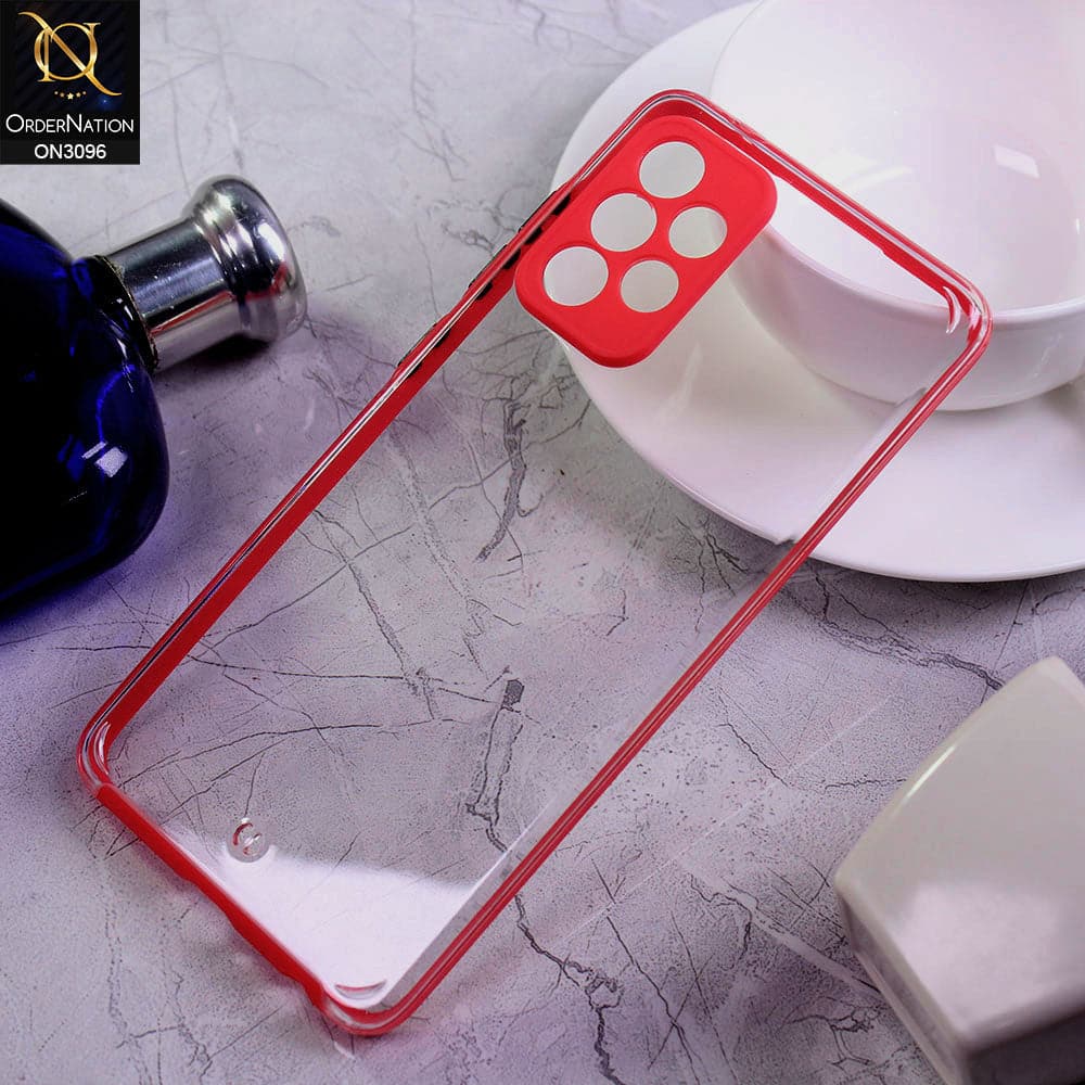 Samsung Galaxy A52 Cover - Red - Soft Border Curved Diamond Clear Thin Case with Camera Protection