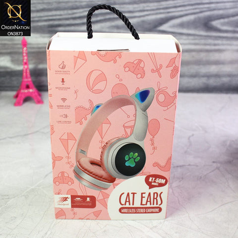 Cat Ears KT-50M Wireless Stereo Headphone - White & Pink