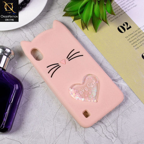 Samsung Galaxy A10 Cover - Pink - Rubberized Love Heart Soft Cartoon Case