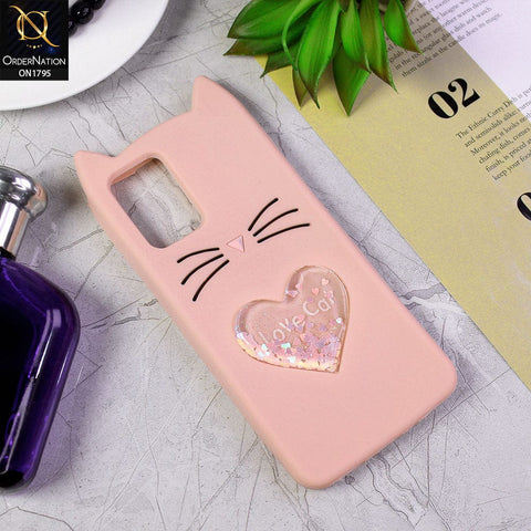Oppo F19 Cover - Pink - Rubberized Love Heart Soft Cartoon Case