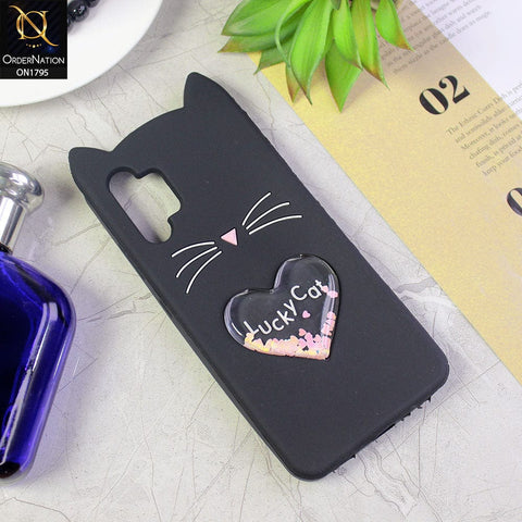 Samsung Galaxy A32 Cover - Black - Rubberized Love Heart Soft Cartoon Case