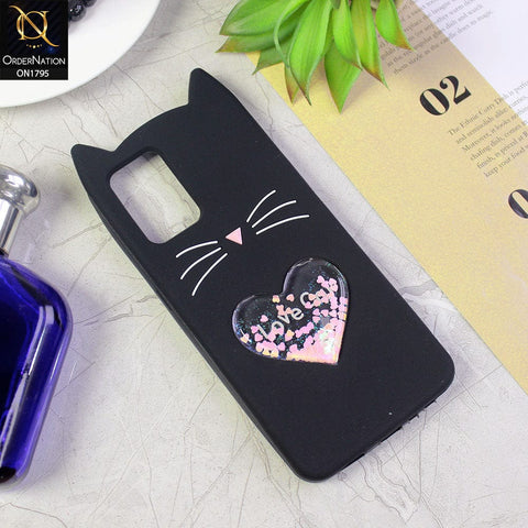Oppo A74 Cover - Black - Rubberized Love Heart Soft Cartoon Case