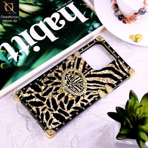 iPhone 13 Pro Max Cover - Design 2 - Trendy Stripes Pattern Golden Square Case With Matching Bling Ring Holder
