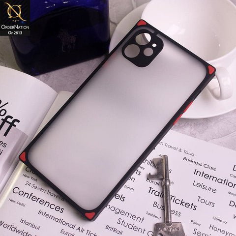 iPhone 11 - Black Cover - Square Style Semi Tranparent Color Soft Frame Matte Hard Case