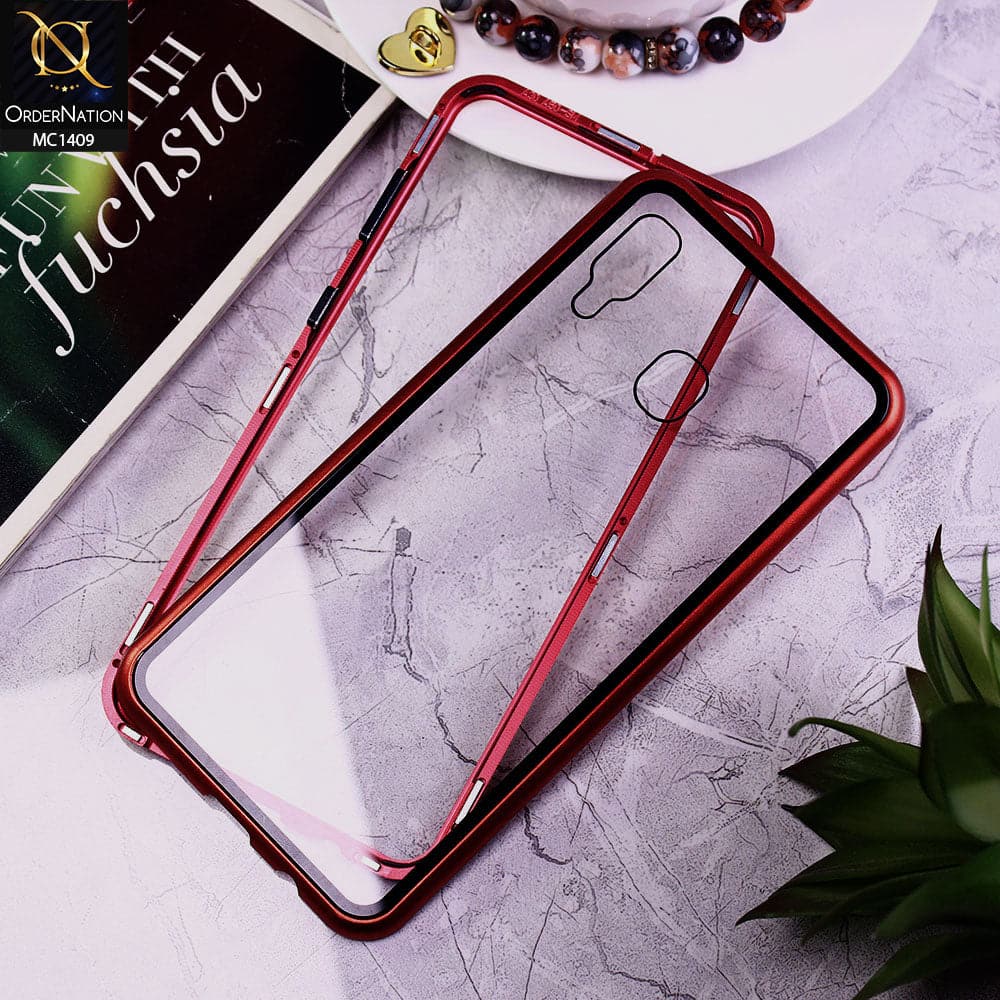 Luxury HQ Magnetic Back Glass Case For Samsung Galaxy A30 - No Glass On Screen Side - Red