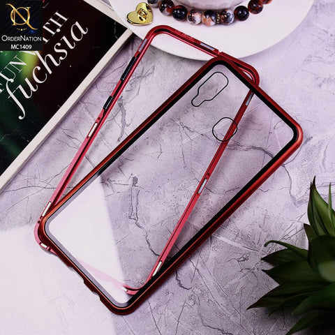 Luxury HQ Magnetic Back Glass Case For Samsung Galaxy A30 - No Glass On Screen Side - Red