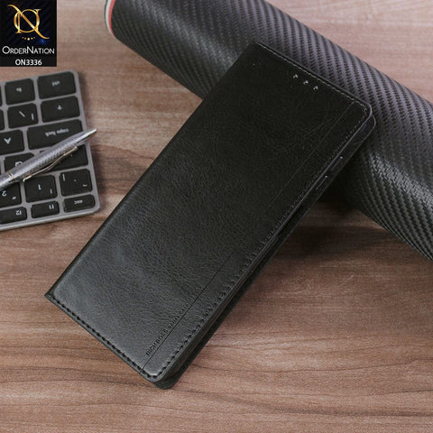 Samsung Galaxy A13 Cover - Black - Rich Boss Leather Texture Soft Flip Book Case