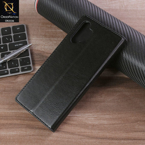 Samsung Galaxy A13 Cover - Black - Rich Boss Leather Texture Soft Flip Book Case