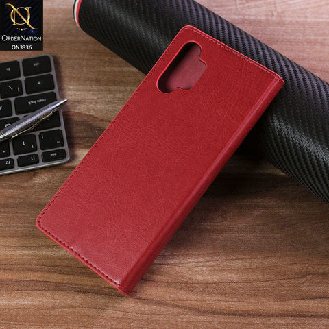 Samsung Galaxy A13 Cover - Red - Rich Boss Leather Texture Soft Flip Book Case