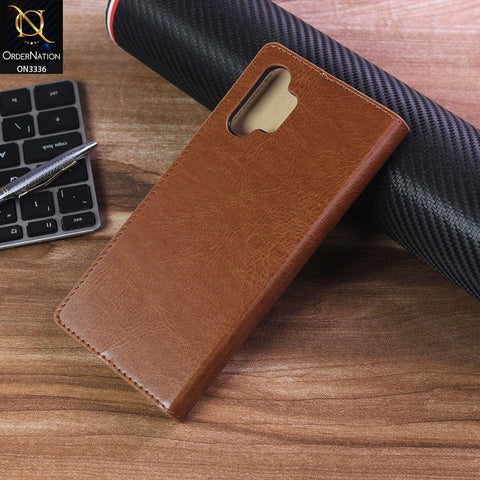 Samsung Galaxy A13 Cover - Light Brown - Rich Boss Leather Texture Soft Flip Book Case