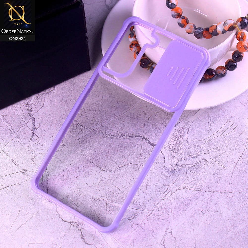 Samsung Galaxy S21 Plus 5G Cover - Purple - New Camera Slide Protection Soft Border Transparent Case