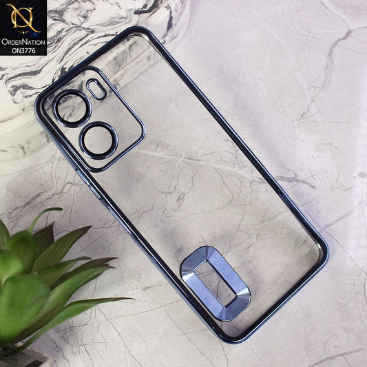 Vivo Y02s Cover - Sierra Blue - Electroplating Borders Logo Hole Camera Lens Protection Soft Silicone Case