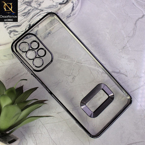 Samsung Galaxy A23 Cover - Black - Electroplating Borders Chrome Logo Hole Soft Silicone Camera Bumper Case