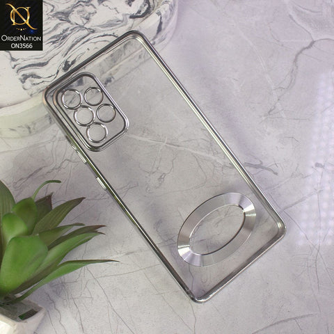 Oppo A52 Cover - Silver - Electroplating Borders Logo Hole Camera Lens Protection Soft Silicone Case
