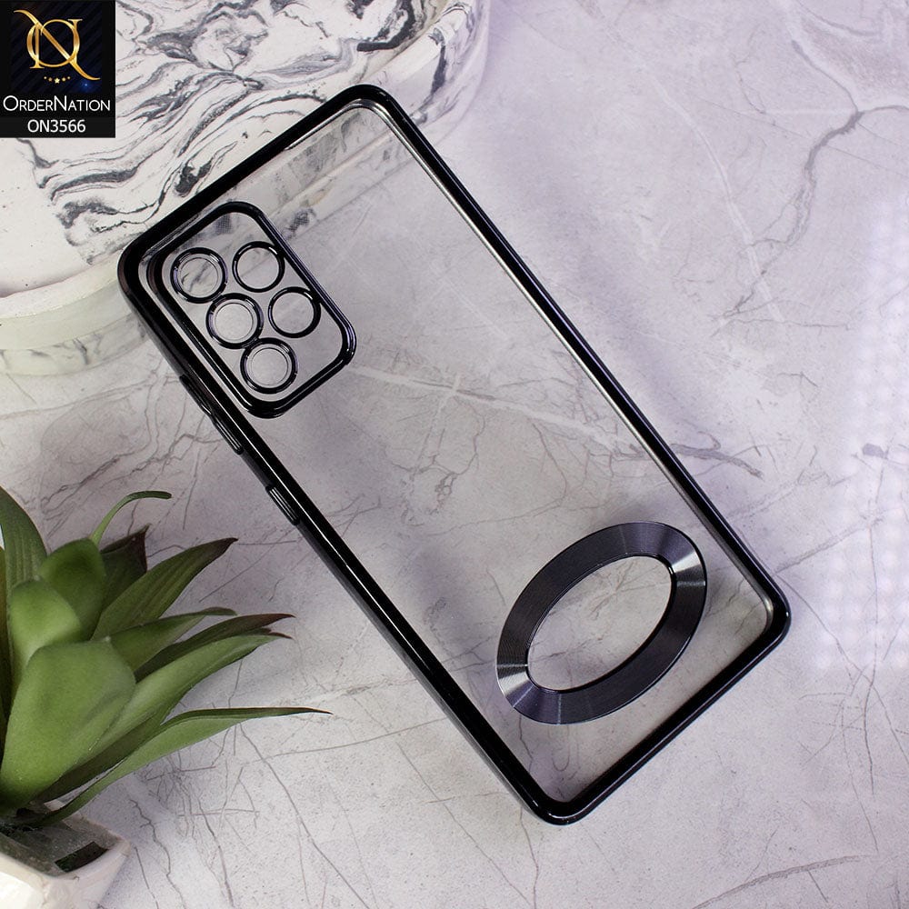 Oppo A52 Cover - Black - Electroplating Borders Logo Hole Camera Lens Protection Soft Silicone Case