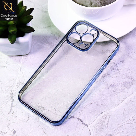 iPhone 13 Pro Cover - Blue - J-Case Soft Color Borders Camera Protection Clear Back Case