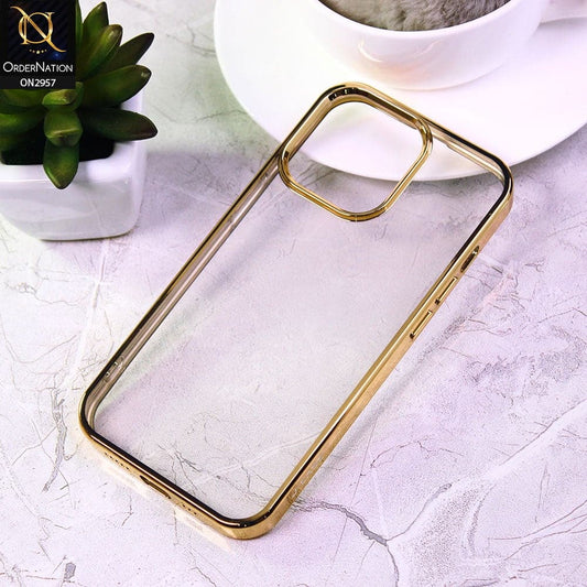 iPhone 13 Pro Cover - Golden - J-Case Soft Color Borders Camera Protection Clear Back Case