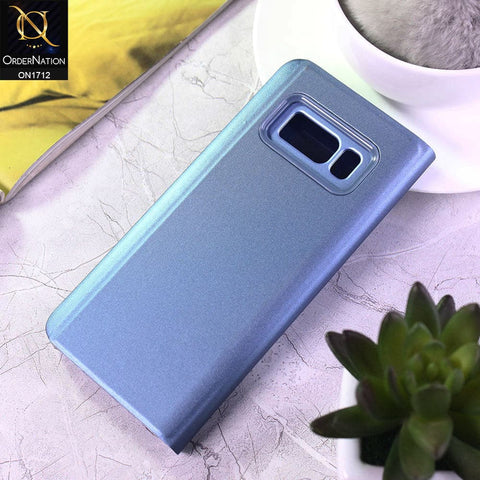 Samsung Galaxy S8 Cover - Blue - New Luxury Mirror View QR Flip Book Case