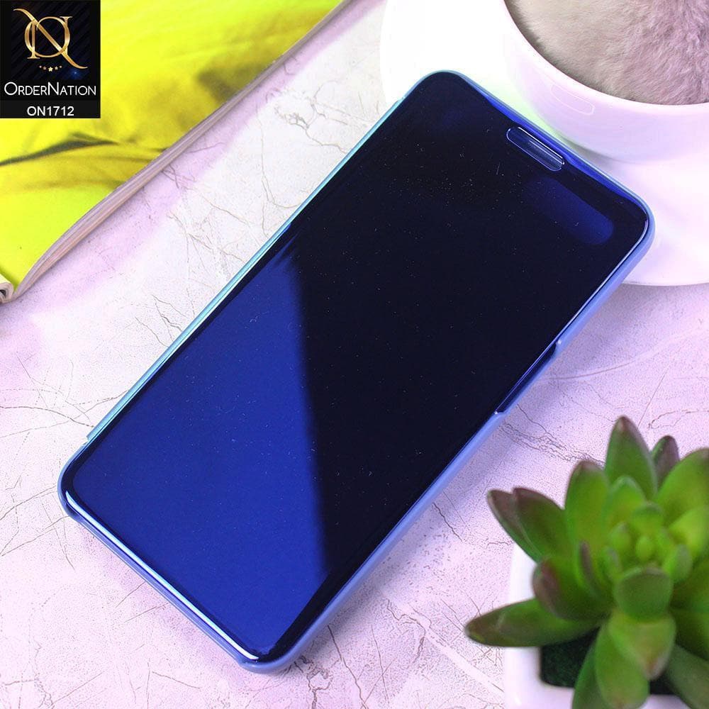 Oppo A11k Cover - Blue - New Luxury Mirror View QR Flip Book Case