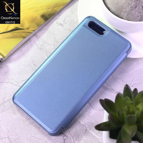 Oppo A11k Cover - Blue - New Luxury Mirror View QR Flip Book Case