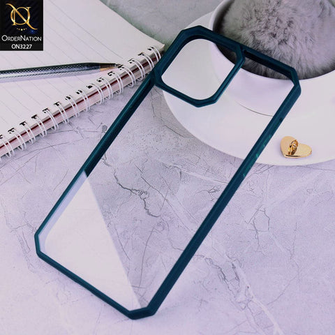 iPhone 13 Pro Max Cover - Green - Edge Corner Soft Border Clear Transparent Case