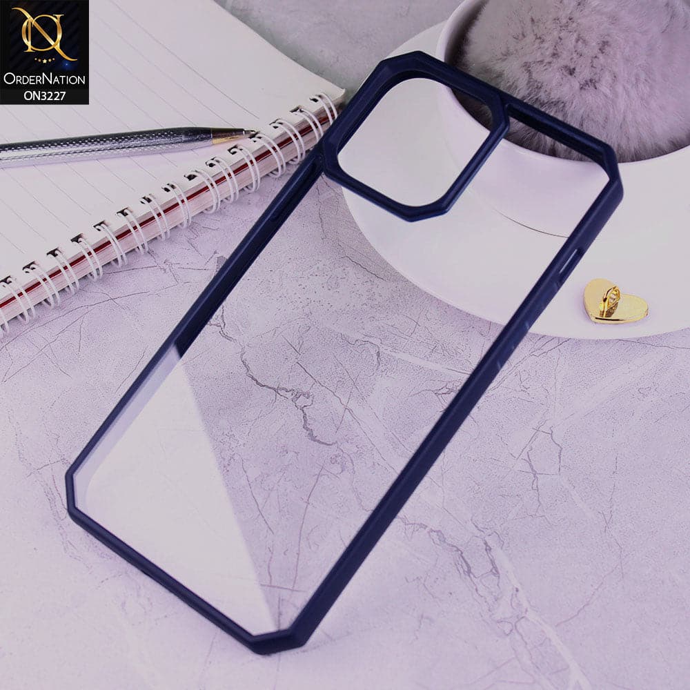 iPhone 13 Pro Max Cover - Blue - Edge Corner Soft Border Clear Transparent Case