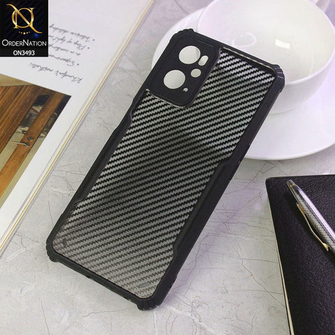 Oppo A76 Cover - Black - Hybrid Carbon Fiber With Camera Protection Soft Case