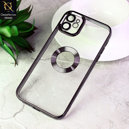 iPhone 11 Cover - Black - Soft Color Borders Logo Hole With Camera Protection Clear Back Case