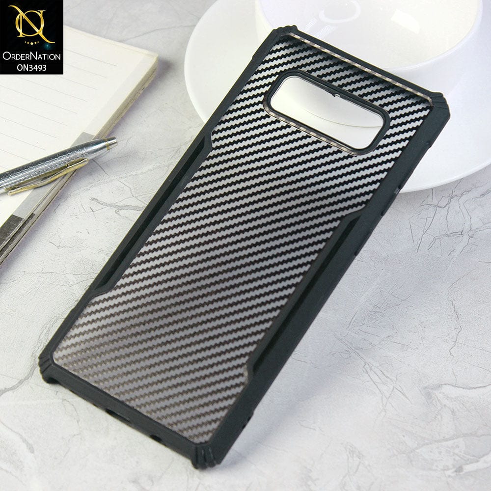 Samsung Galaxy Note 8 Cover - Black - Hybrid Carbon Fiber With Camera Protection Soft Case