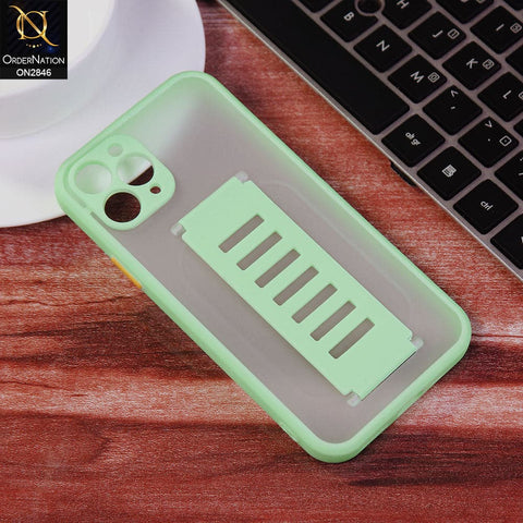 iPhone 11 Pro Cover - Sea Green - Semi Tranparent Soft Borders Matte Hard PC with Grip Holder Camera Protection Case