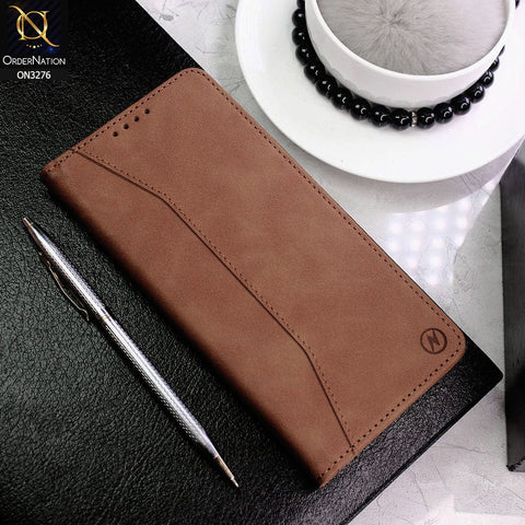 OnePlus 9RT 5G Cover - Light Brown - ONation Business Flip Series - Premium Magnetic Leather Wallet Flip book Card Slots Soft Case