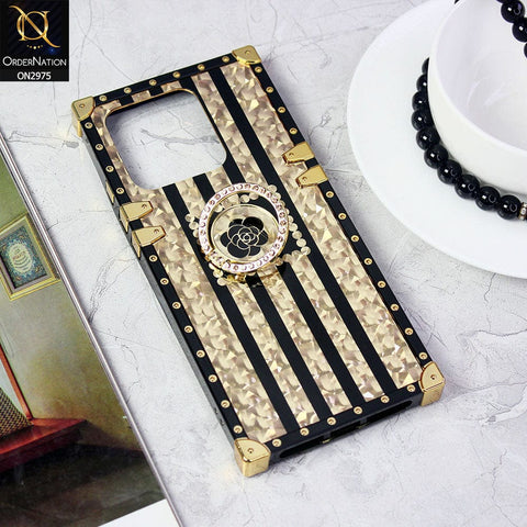 Xiaomi Redmi 10C Cover - Design 2 - 3D illusion Gold Flowers Soft Trunk Case With Ring Holder