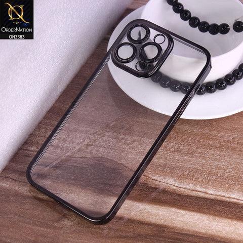 iPhone 13 Pro Max Cover - Black -  Color Borders Camera Protection Clear Back Case