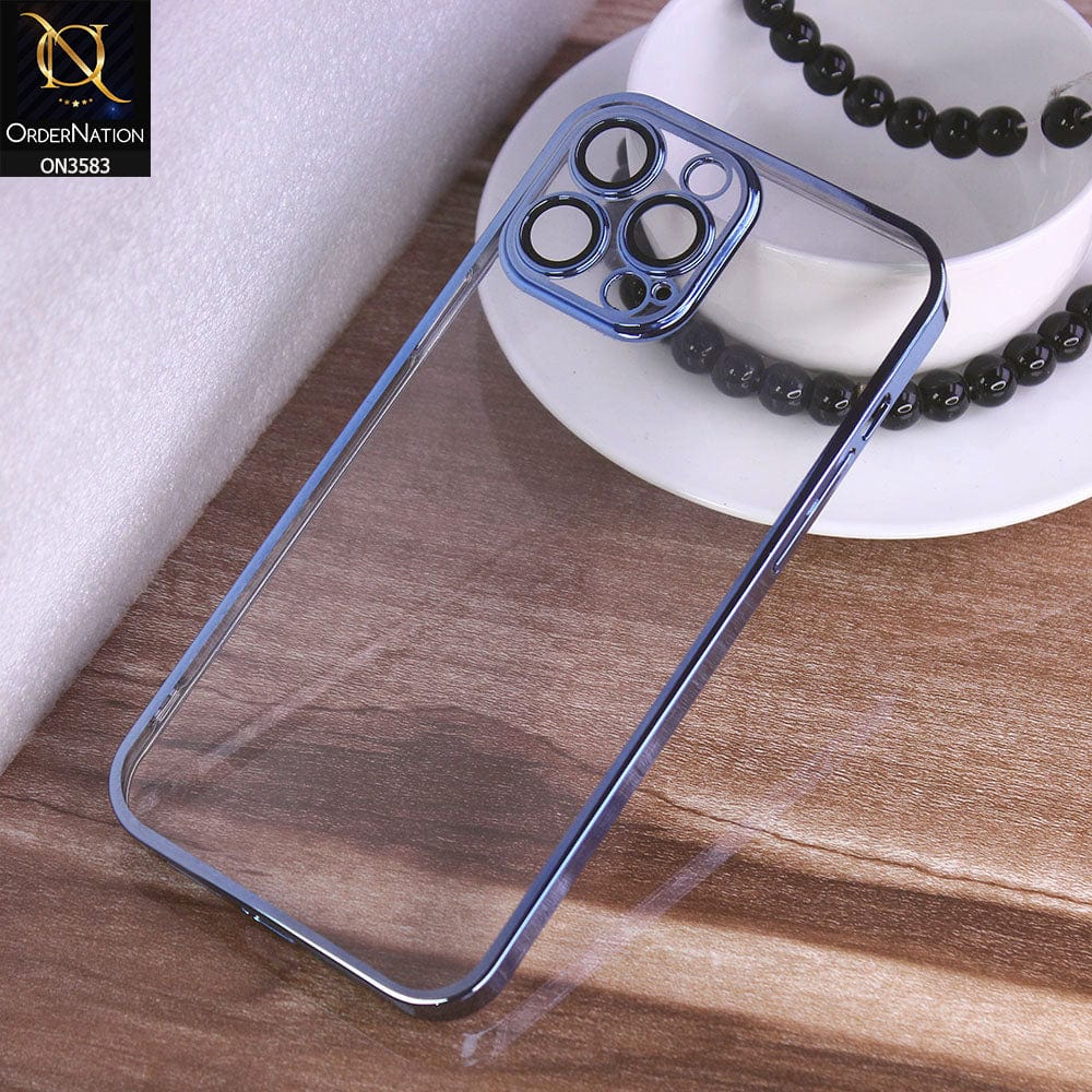 iPhone 13 Pro Max Cover - Sierra Blue -  Color Borders Camera Protection Clear Back Case