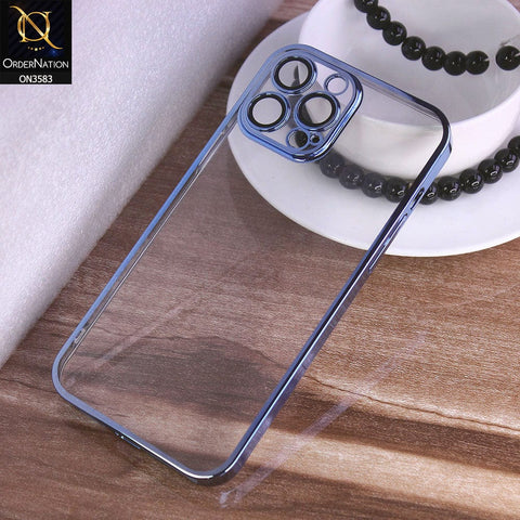 iPhone 13 Pro Max Cover - Sierra Blue -  Color Borders Camera Protection Clear Back Case