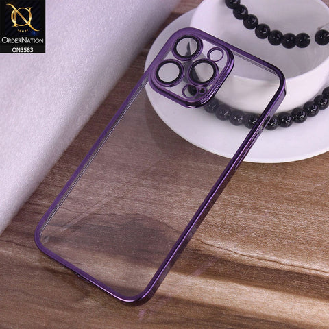 iPhone 14 Pro Max Cover - Deep Purple -  Color Borders Camera Protection Clear Back Case