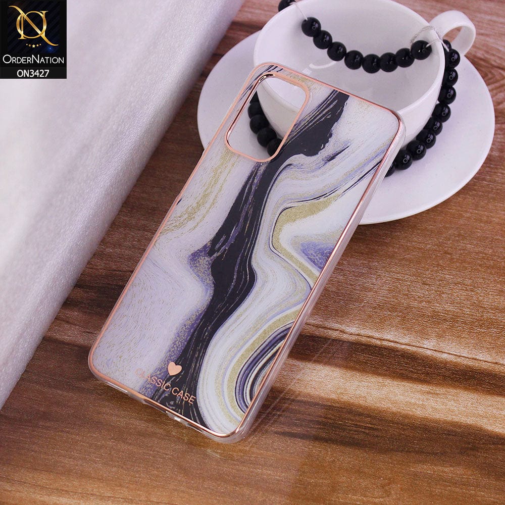 Samsung Galaxy A32 Cover - Design 14 - New Marble Series Acrylic With Electroplated Soft Borders Case
