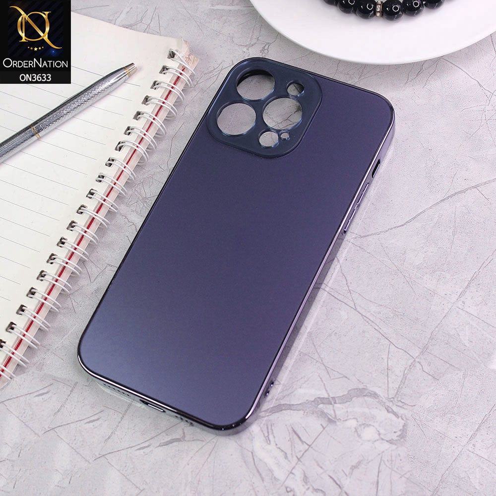 iPhone 14 Pro Max Cover - Deep Purple - Electroplating Borders Dynamic Style Camera Protection Soft Case