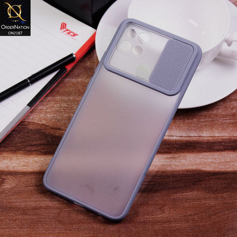 Oppo A15 Cover - Gray - Translucent Matte Shockproof Camera Slide Protection Case