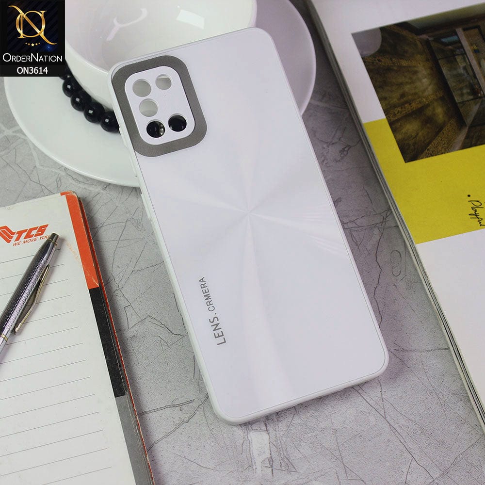 Samsung Galaxy A31 Cover - White - Radiant Diamond Ray Reflective Aluminum Furnish Soft Borders Cases