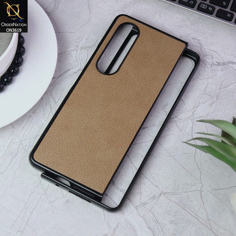 Samsung Galaxy Z Fold 4 5G Cover - Brown - Luxury PU Leather Texture Hard Case